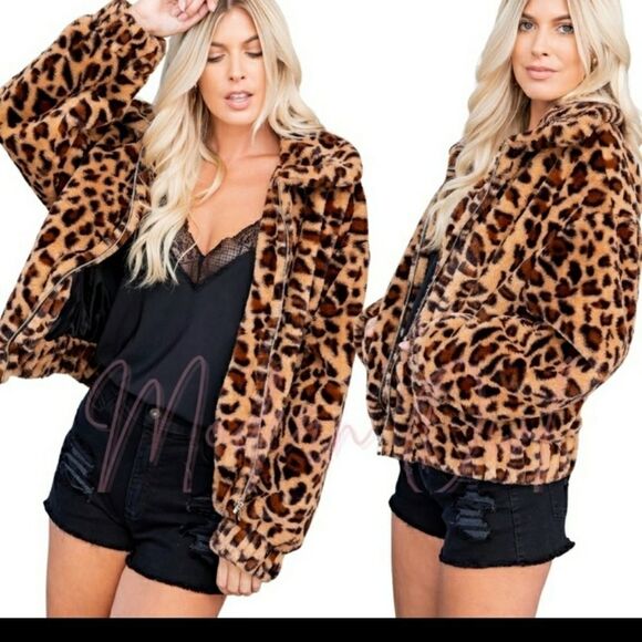 Plus size 1x-2x & 2x-3x leopard faux fur jacket feels like real fur - Picture 3 of 14